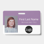 カスタム社員 - 写真、バーコード、ロゴ、名前 バッジ (正面)