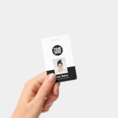 カスタム社員 – 写真、バーコード、大きなロゴ、名前 バッジ (手持ち)