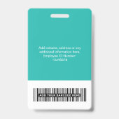 カスタム社員 – 写真、バーコード、大きなロゴ、名前 バッジ (裏面)