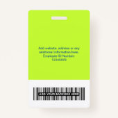 カスタム社員 – 写真、バーコード、大きなロゴ、名前 バッジ (裏面)