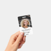 カスタム社員、写真、ロゴ、名前バッジ（黒） バッジ (手持ち)