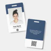 カスタム社員 大きな写真 QR バーコード ロゴ 名前 バッジ (正面＆裏面)