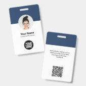 カスタム社員IDカーモダンドNavy Blue QRバッジ バッジ (Front & Back)