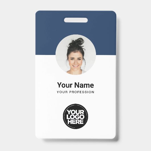 カスタム社員IDカーモダンドNavy Blue QRバッジ バッジ (Front)
