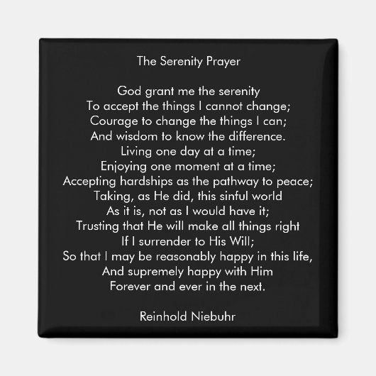 カスタム祈りの言葉感動的引用文黒 マグネット (正面)