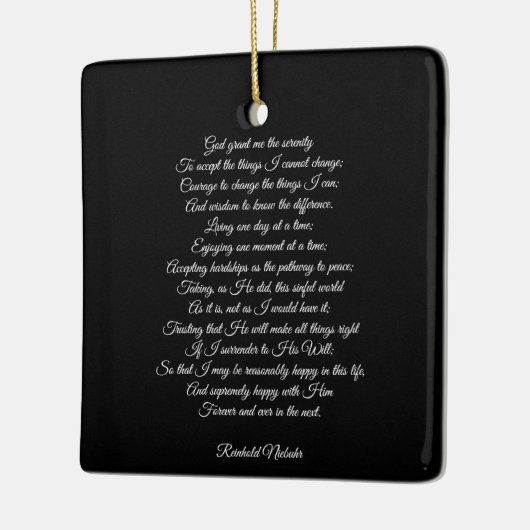 カスタム祈りの言葉曲引用文エレガント黒 セラミックオーナメント (左)