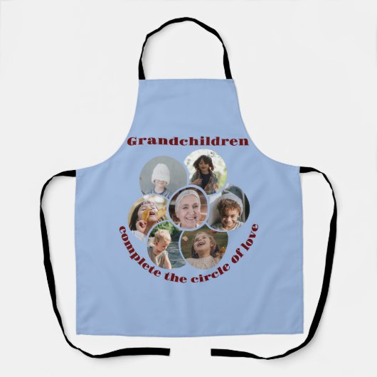 カスタム祖母/子供7 Circle Photo Collage エプロン (正面)