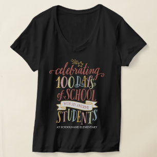 カスタム祝100日の学校先生 Tシャツ