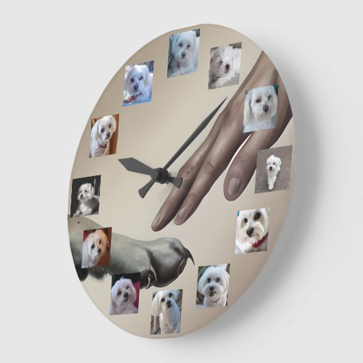 カスタム神が犬を作成12年の子犬あなたの写真 ラージ壁時計 (傾斜)
