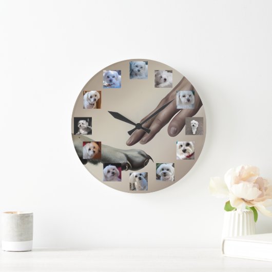 カスタム神が犬を作成12年の子犬あなたの写真 ラージ壁時計 (ホーム)