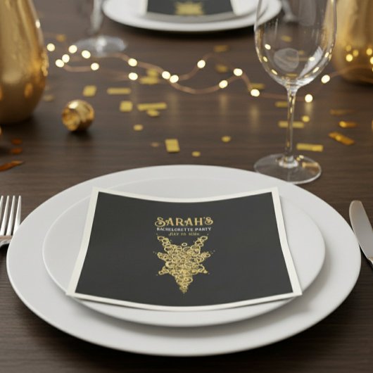 カスタム神秘的金ゴールドバチェロレッテ スタンダードカクテルナプキン