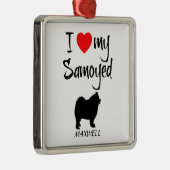 カスタム私はサモアイを愛する メタルオーナメント (右)