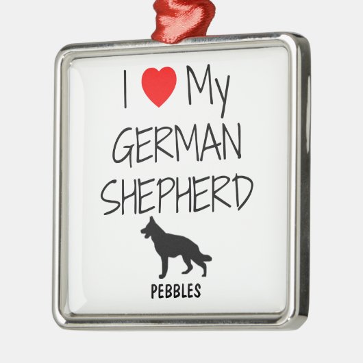 カスタム私は私のドイツの羊飼いを愛している メタルオーナメント (左)