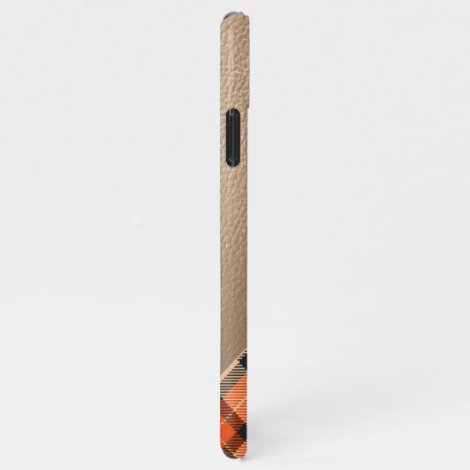 カスタム秋かぼちゃオレンジ茶色タータンチェック模様 iPhoneケース (右側)