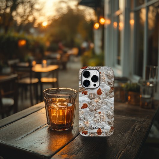 カスタム秋の刺繍フローラと引用文 Case-Mate iPhoneケース