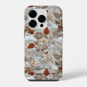 カスタム秋の刺繍フローラと引用文 iPhoneケース (裏面)