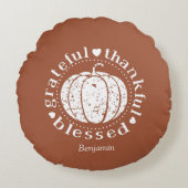 カスタム秋の感謝パンプキ賛美ン ラウンドクッション (正面)