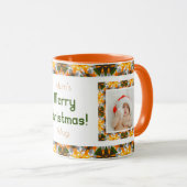 カスタム秋の秋パターすてきン写真写真茶 マグカップ (正面右)