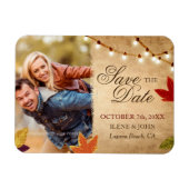 カスタム秋の結婚式の日付を保存するフォトマグネット マグネット (横)