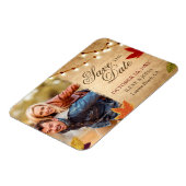 カスタム秋の結婚式の日付を保存するフォトマグネット マグネット (左側)