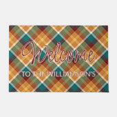 カスタム秋スタイリッシュ色格子模様タータンチェック模様 ドアマット (正面)