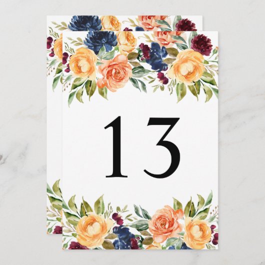 カスタム秋フローラの表結婚番カード サンキューカード (正面/裏面)