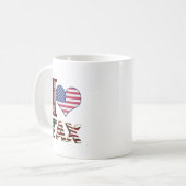 カスタム税日I love tax American flagハート コーヒーマグカップ (正面左)