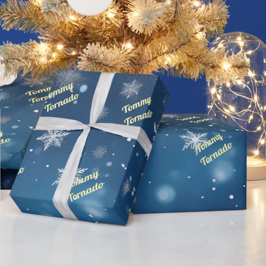 カスタム積雪片パーソナライズされた ラッピングペーパー (クリスマス)