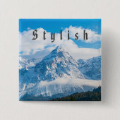 カスタム空スタイリッシュのイメージと文字の形状の正方形 缶バッジ (正面)