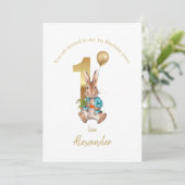 カスタム第1の誕生日招待状ピーター・ザ・ウサギ 招待状 (スタンド正面)