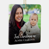 カスタム第1回クリスマスおばさん2フォトホワイトスクリプト セラミックオーナメント (右)