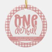 カスタム第1回バースデーキュートパステルピンクオンダーフル セラミックオーナメント (正面)