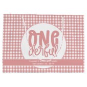 カスタム第1回バースデーキュートパステルピンクオンダーフル ラージペーパーバッグ (裏面)