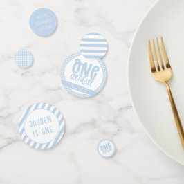 カスタム第1回バースデーキュートパステルブルーオンダーフル コンフェッティ