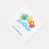 カスタム第1回バースデーベビーブルーボーイズネームパーティー スタンダードランチョンナプキン (角)