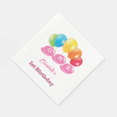 カスタム第1回誕生日ソフトピンクガールの名前パーティー スタンダードランチョンナプキン (角)