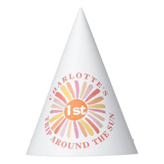 カスタム第1旅のまわりに日第1誕生日 パーティーハット (正面)