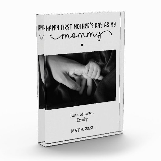 カスタム第1母の日かわいいミニマリスト フォトブロック (左)