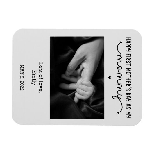 カスタム第1母の日かわいいミニマル写真集 マグネット (横)