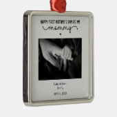 カスタム第1母の日の写真かわいいミニマリスト メタルオーナメント (右)