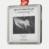 カスタム第1母の日の写真かわいいミニマリスト メタルオーナメント (左)