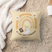 カスタム第1聖餐式かわいい金髪の女の子 クッション (ブランケット)