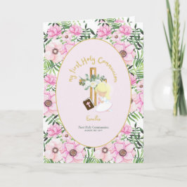 カスタム第1聖餐式かわいい金髪の女の子 サンキューカード