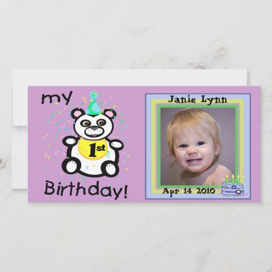 カスタム第1誕生日フォトカード 案内状 (正面)