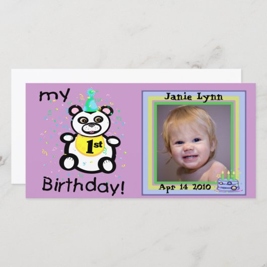 カスタム第1誕生日フォトカード 案内状 (正面/裏面)