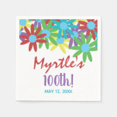 カスタム第100番誕生日フローラ紙ナプキンス スタンダードカクテルナプキン (正面)