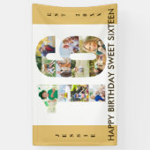 カスタム第16期誕生日パーティーニュートラルフォトコラージュ 横断幕 (縦)