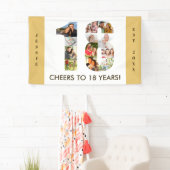 カスタム第18期誕生日パーティーニュートラルフォトコラージュ 横断幕 (インサイチュ)