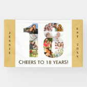 カスタム第18期誕生日パーティーニュートラルフォトコラージュ 横断幕 (横)