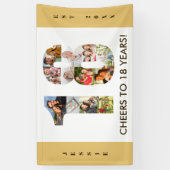 カスタム第18期誕生日パーティーニュートラルフォトコラージュ 横断幕 (縦)